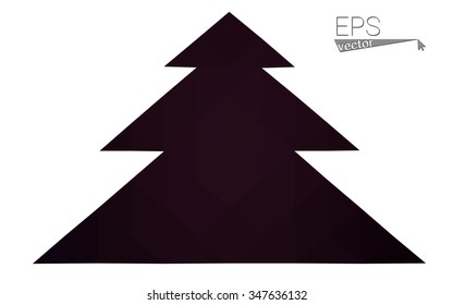 Dark purple low polygon style christmas tree vector illustration consisting of triangles.Abstract triangular polygonal origami or crystal design of New Years celebration. Isolated on white background.