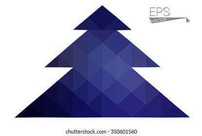 Dark purple low polygon style christmas tree vector illustration consisting of triangles.Abstract triangular polygonal origami or crystal design of New Years celebration. Isolated on white background.