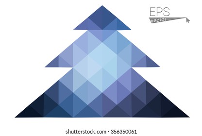 Dark purple low polygon style christmas tree vector illustration consisting of triangles.Abstract triangular polygonal origami or crystal design of New Years celebration. Isolated on white background.