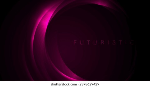 Dark purple neon glowing glossy circles abstract background. Vector futuristic design