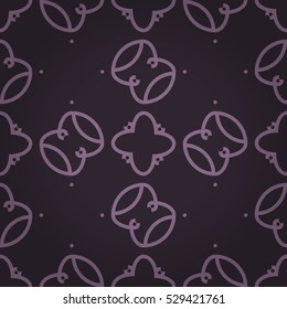 Dark purple ornamental seamless pattern background in tracery style. Classic texture. Complicated medley repeatable backdrop. Colored, symmetrical design for ads, fabric, carpet or other purpose.