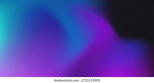 Roxo escuro, azul rosa, fundo gradiente, fluxo de cor neon embaçada, efeito de textura granulada, design de banner futurista