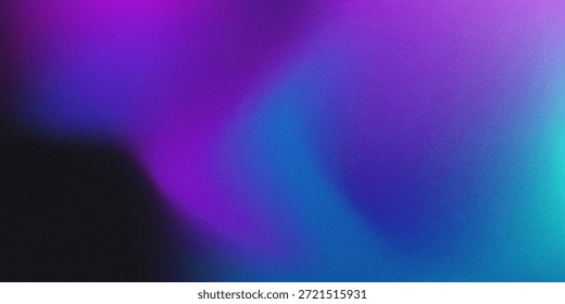 Roxo escuro, azul rosa, fundo gradiente, fluxo de cor neon embaçada, efeito de textura granulada, design de banner futurista