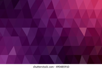 Dark purple, pink blurry triangle background. A sample with polygonal shapes. The textured pattern can be used for background.