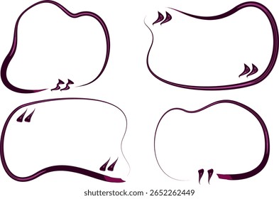 dunkelviolett rosa farbige kreative abstrakte Muster Zitat Frames Set