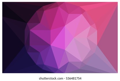Dark Purple Pink Low poly crystal background. Polygon design pattern. Low poly vector illustration, low polygon background.