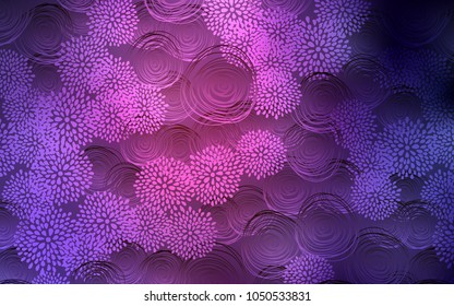 Dark Purple, Pink vector abstract doodle template. Sketchy doodles with flowers on blurred background. A new texture for your design.