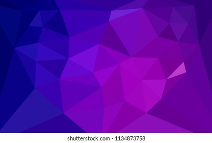 Dark Purple, Pink vector abstract mosaic pattern with a heart in a centre. Illustration in halftone style with triangles. Polygonal design for your web site.