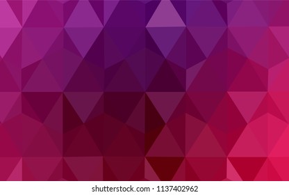Dark Purple, Pink vector abstract mosaic pattern. A sample with polygonal shapes. Triangular pattern for your design.