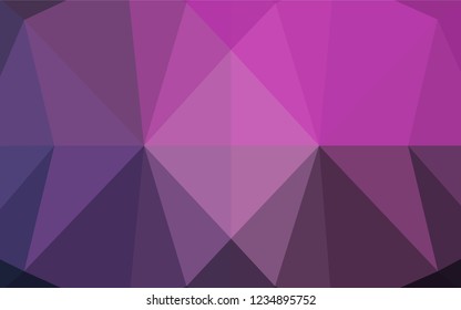 Dark Purple, Pink vector abstract polygonal layout. An elegant bright illustration with gradient. Triangular pattern for your business design.