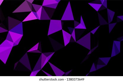 Dark Purple, Pink vector abstract mosaic backdrop. Triangular geometric sample with gradient.  A new texture for your design.