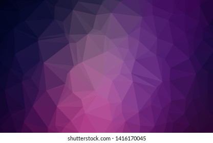 Dark Purple, Pink vector abstract polygonal cover. An elegant bright illustration with gradient. Triangular pattern for your business design.