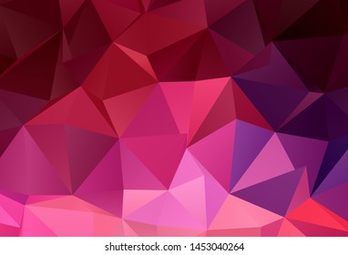 Dark Purple, Pink vector abstract mosaic backdrop. Elegant bright polygonal illustration with gradient. Template for cell phone's backgrounds.