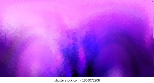 Patrón de triángulo abstracto de vector oscuro púrpura y rosa. Ilustración abstracta con triángulos de gradiente elegantes. Fondo para teléfonos móviles.