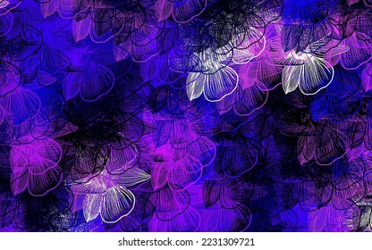 Dark Purple, Pink vector abstract backdrop with flowers. Doodle illustration of flowers in Origami style. Brand new design for your business.