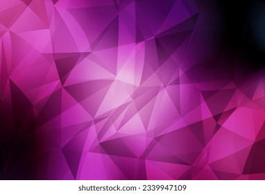 Dark Purple, Pink vector abstract mosaic pattern. Triangular geometric sample with gradient.  A completely new design for your leaflet.