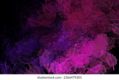 Dark Purple, Pink vector abstract pattern with leaves. Sketchy doodles on white background. Textured pattern for websites, banners.