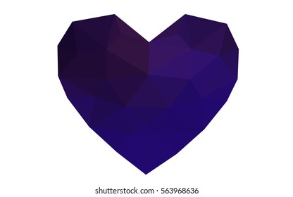 Dark Purple, Pink vector abstract glitter heart shape on white background in love concept for valentine's day with sweet and romantic moment. Polygonal design for your business.