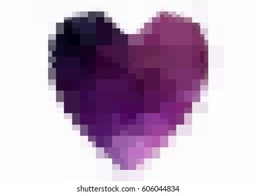 Dark Purple, Pink vector abstract rectangle Geometrical Heart on white polygonal background. Happy Valentine's Day Greeting Card. Stock template for your design.