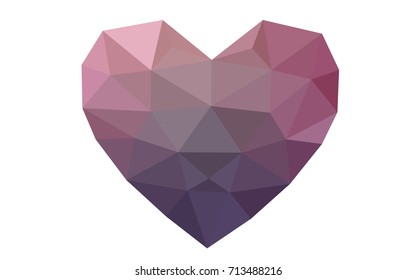 Dark Purple, Pink vector abstract glitter heart shape on white background in love concept for valentine's day with sweet and romantic moment. Polygonal design for your business.