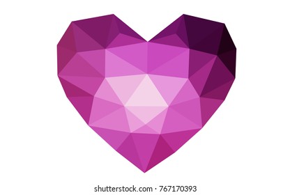 Dark Purple, Pink vector abstract Triangle Geometrical Heart on white polygonal background. Happy Valentine's Day Greeting Card. Stock template for your design.