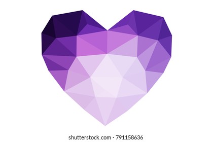 Dark Purple, Pink vector abstract Triangle Geometrical Heart on white polygonal background. Happy Valentine's Day Greeting Card. Stock template for your design.