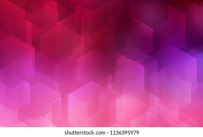 Dark Purple, Pink vector backdrop with hexagons. Illustration with set of colorful hexagons. New design for website's poster, banner.