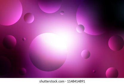 Dark Purple, Pink vector backdrop with dots. Abstract illustration with colored bubbles in nature style. New design for ad, poster, banner of your website.