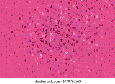 Dark Purple, Pink vector backdrop with english symbols. Shining colorful illustration with isolated letters. Pattern for booklets, leaflets of education.