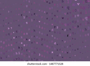 Dark Purple, Pink vector backdrop with english symbols. Abstract illustration with colored latin alphabet. Smart design for promotion of university.