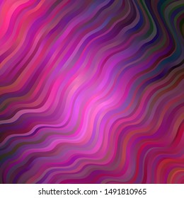 Dark Purple, Pink vector backdrop with bent lines. Colorful geometric sample with gradient curves.  Best design for your posters, banners.