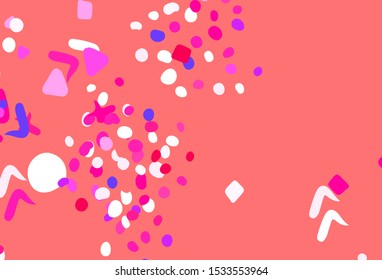Dark Purple, Pink vector backdrop with memphis shapes. Modern abstract illustration with colorful random forms. Elegant design for wallpapers.