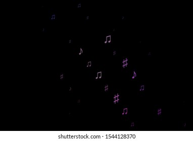 Dark Purple, Pink vector backdrop with music notes. Modern abstract illustration with melody keys. Pattern for school ad, booklets.