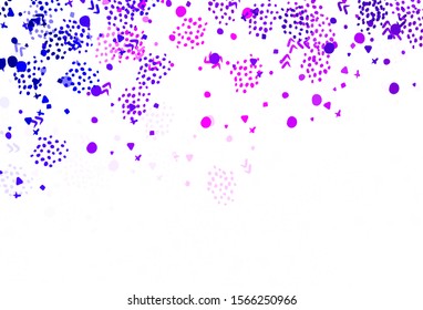 Dark Purple, Pink vector backdrop with memphis shapes. Decorative design in abstract style with random forms. Simple design for your web site.