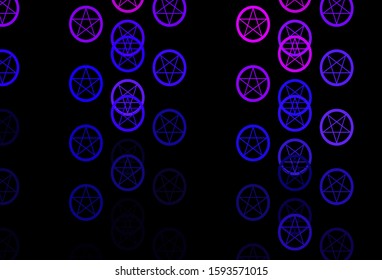 Dark Purple, Pink vector backdrop with mystery symbols. Abstract illustration with gothic gradient shapes. Simple base for your occult design.