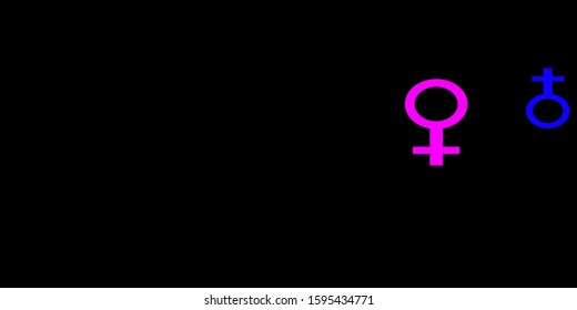 Dark Purple, Pink vector backdrop with woman's power symbols. Simple design in abstract style with women’s rights activism. Background for International Women’s Day.