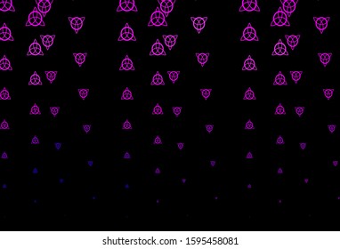 Dark Purple, Pink vector backdrop with mystery symbols. Illustration with magical signs of spiritual power. Best design halloween events.