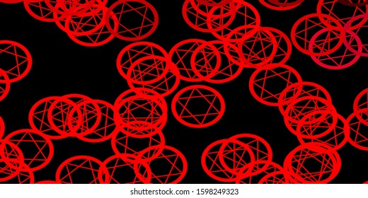 Dark Purple, Pink vector backdrop with mystery symbols. Colorful vintage illustration with gradient alchemy shapes. Simple base for your occult design.