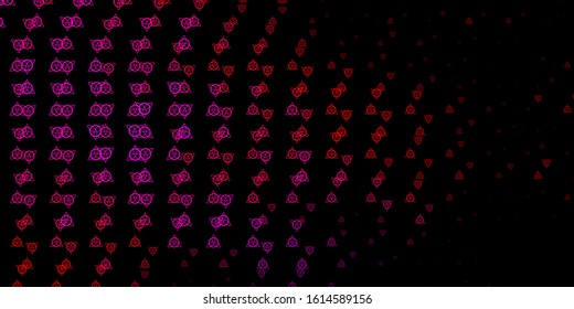 Dark Purple, Pink vector backdrop with mystery symbols. Abstract illustration with gothic gradient shapes. Design for magic, spiritual events.