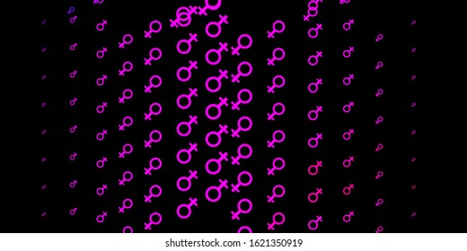 Dark Purple, Pink vector backdrop with woman's power symbols. Colorful feminism symbols with a gradient in modern style. Background for International Women’s Day.