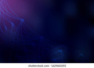 Dark Purple, Pink vector backdrop with artificial intelligence data. Shining illustration with AI shapes on abstract template. Smart design for promotion of bid data.