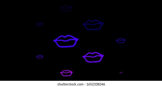 Púrpura oscura, fondo vector rosado con símbolos de poder de la mujer. Símbolos feministas coloridos con un degradado de estilo moderno. Mejor diseño para mostrar el poder de las mujeres.