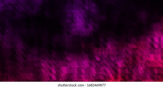 Púrpura oscuro, fondo vector rosado con líneas, triángulos. Triángulos de degradado en estilo abstracto en forma simple. Plantilla para páginas de destino.