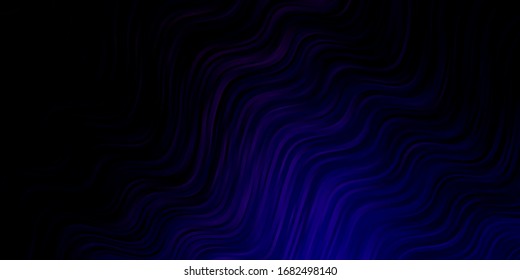 Fondo vectorial oscuro morado, rosa con líneas dobladas. Ilustración luminosa con arcos circulares degradados. Diseño inteligente para sus promociones.