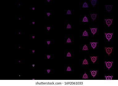 Dark Purple, Pink vector backdrop with mystery symbols. Abstract illustration with gothic gradient shapes. Best design halloween events.