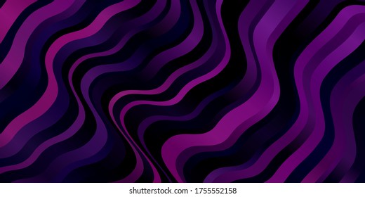 Dark Purple, Pink vector backdrop with bent lines. Colorful illustration, which consists of curves. Pattern for websites, landing pages.