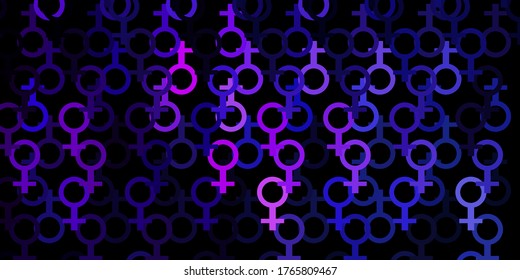 Dark Purple, Pink vector backdrop with mystery symbols. Colorful vintage illustration with gradient alchemy shapes. Simple design for occult depiction.