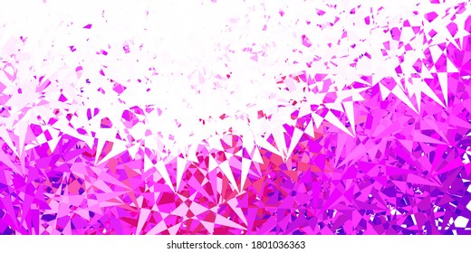 Dark purple, pink vector backdrop with triangles, lines. Outstanding abstract illustration with range of colorful triangles. Template for commercials.