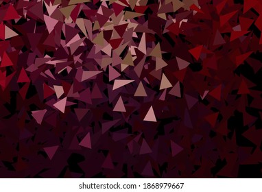 Púrpura oscuro, fondo vector rosado con líneas, triángulos. Diseño decorativo de estilo abstracto con triángulos. Diseño elegante para tapices.
