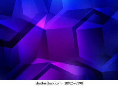 Dark Purple, Pink vector backdrop with lines, rhombus. Abstract gradient illustration with triangles, cubes. Modern template for landing page.